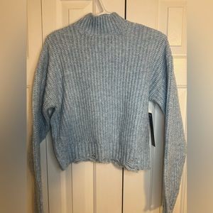 Light Blue Knit Turtleneck Sweater